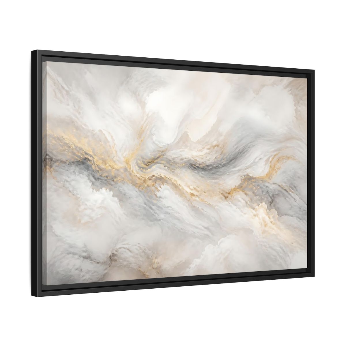 Side Mockup 14. Gilded Mineral Flow shown as framed canvas print