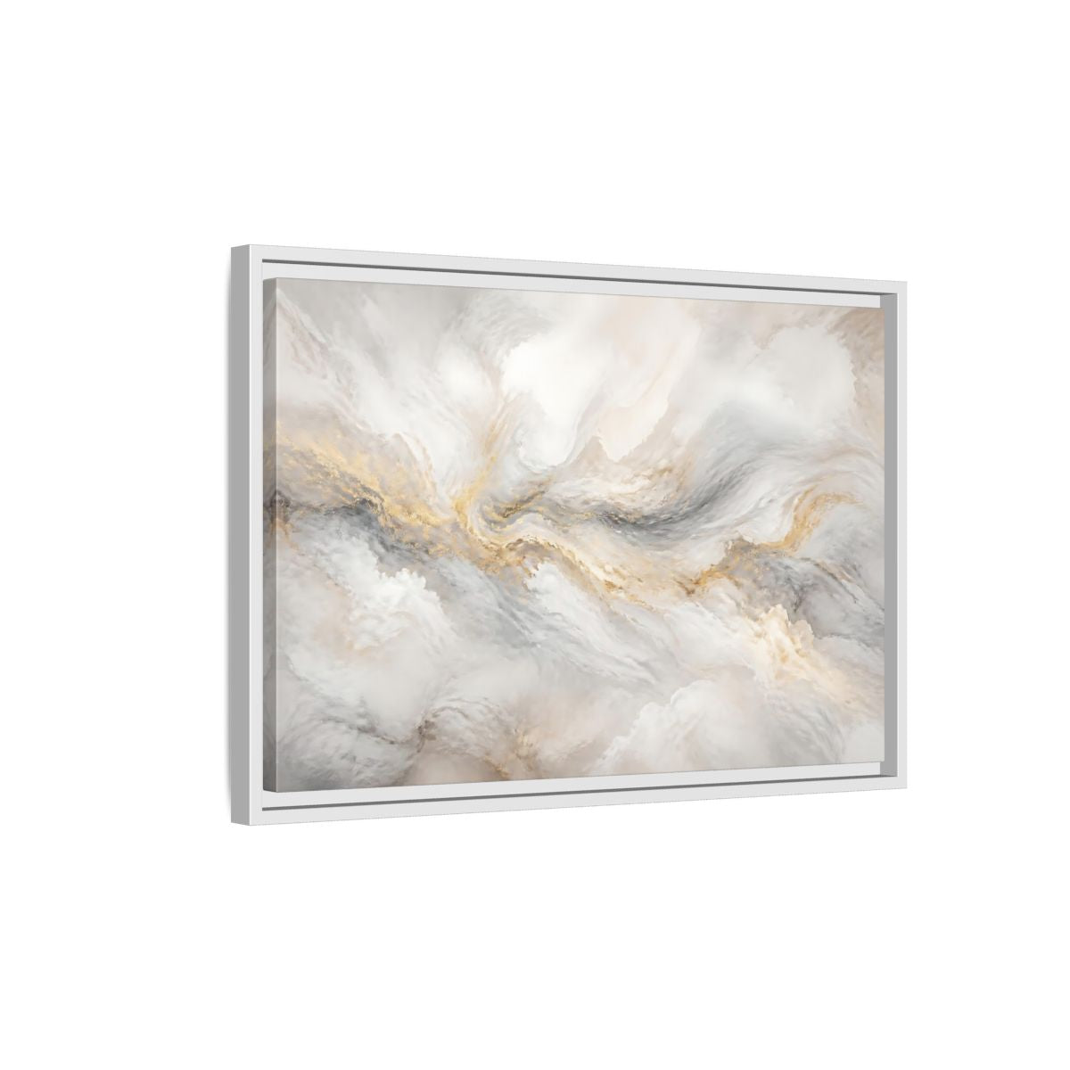 Side Mockup 1. Gilded Mineral Flow shown as framed canvas print