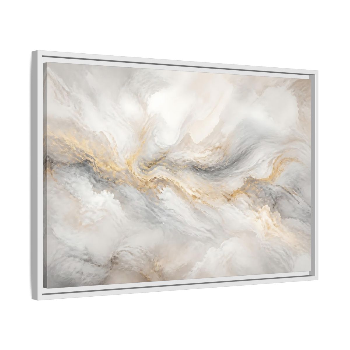 Side Mockup 10. Gilded Mineral Flow shown as framed canvas print