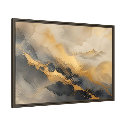 Main Mockup. Gilded Mountain Mist shown as framed canvas print