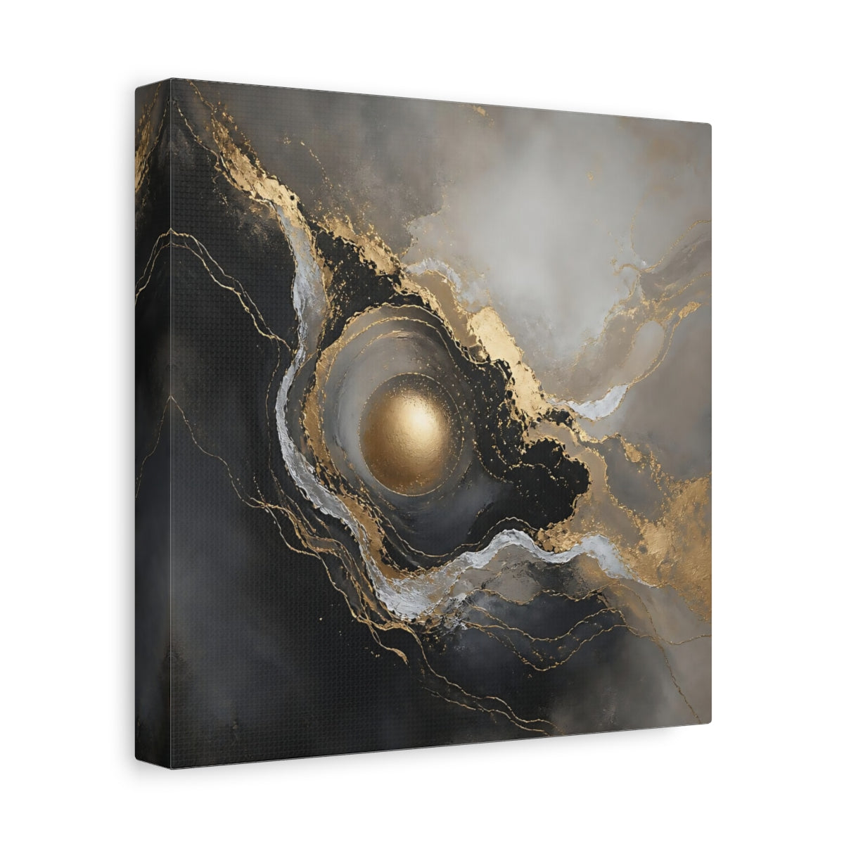 Side Mockup 9. Gilded Orb Marble shown as canvas print