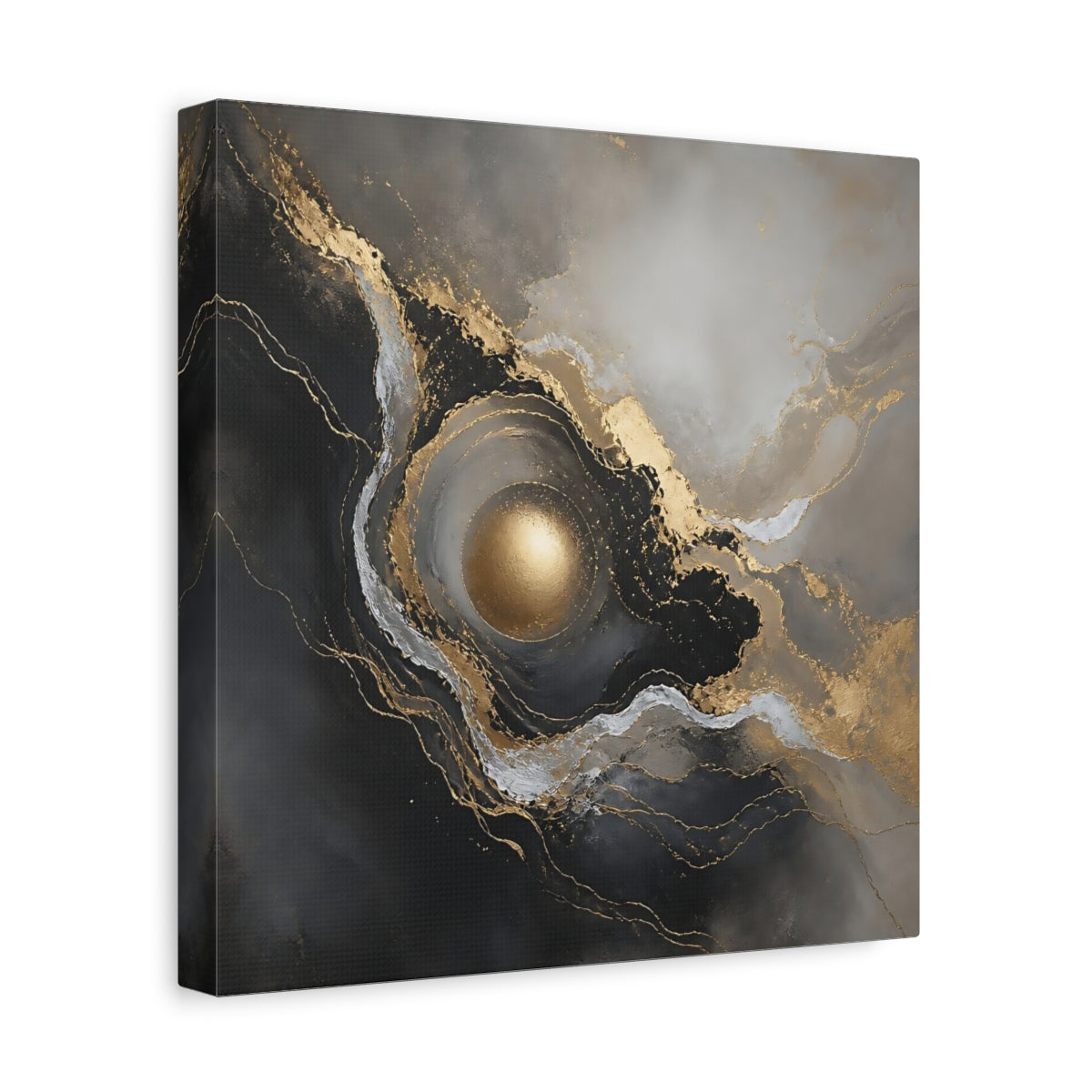 Side Mockup 8. Gilded Orb Marble shown as canvas print
