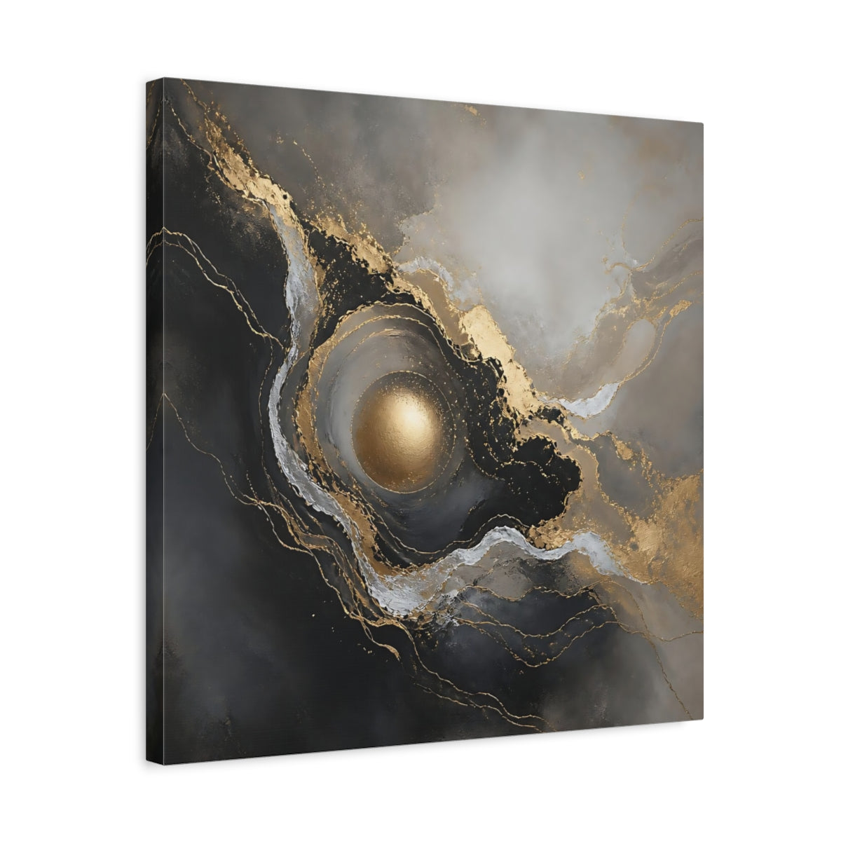 Side Mockup 5. Gilded Orb Marble shown as canvas print