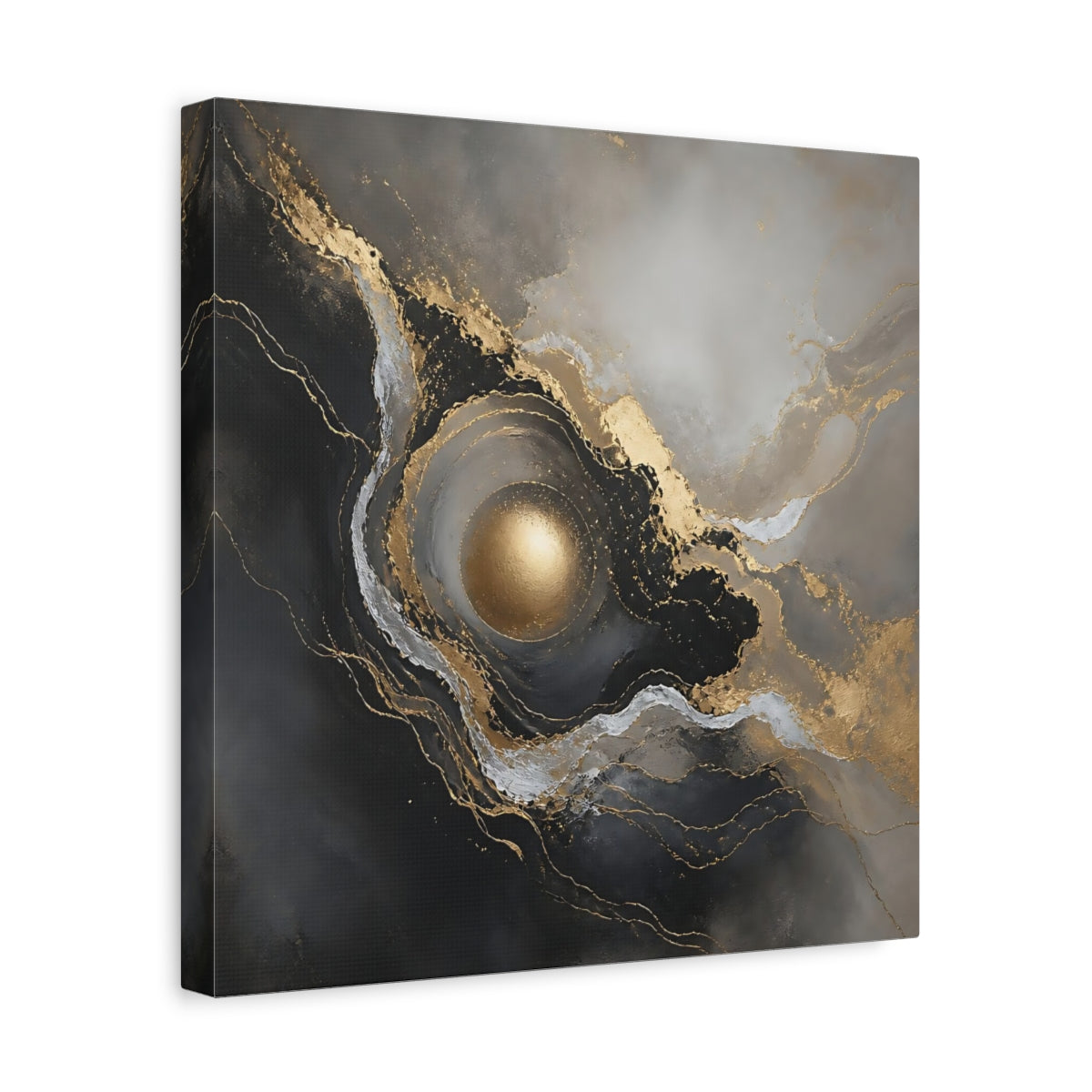Side Mockup 7. Gilded Orb Marble shown as canvas print