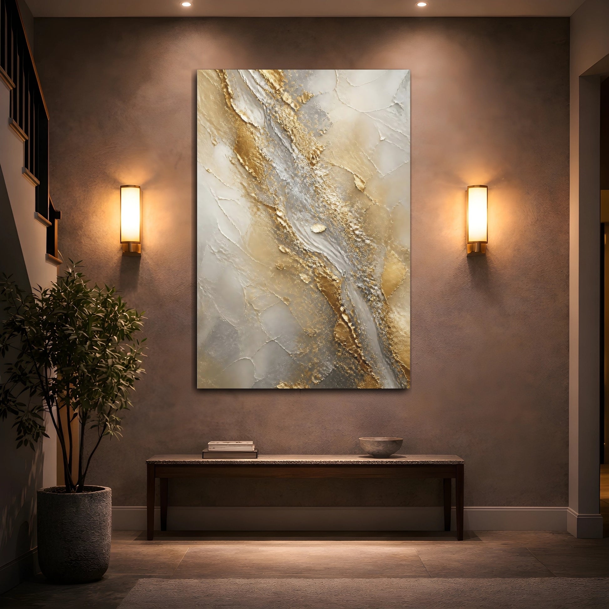 Mockup 2. Gilded River Abstract shown as canvas print