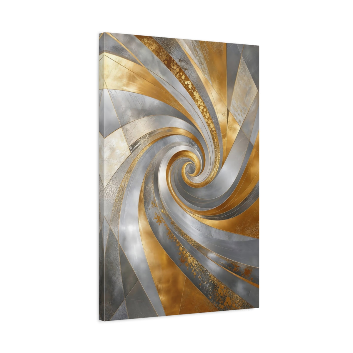 Side Mockup 2. Gilded Spiral Vortex shown as canvas print