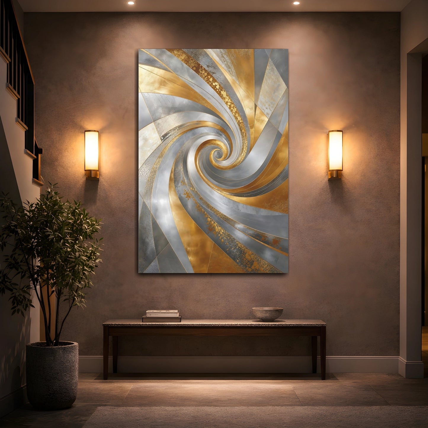 Mockup 2. Gilded Spiral Vortex shown as canvas print