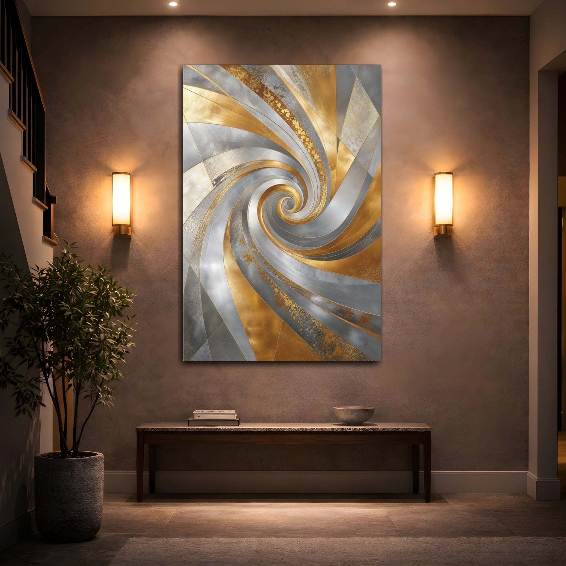 Mockup 2. Gilded Spiral Vortex shown as canvas print