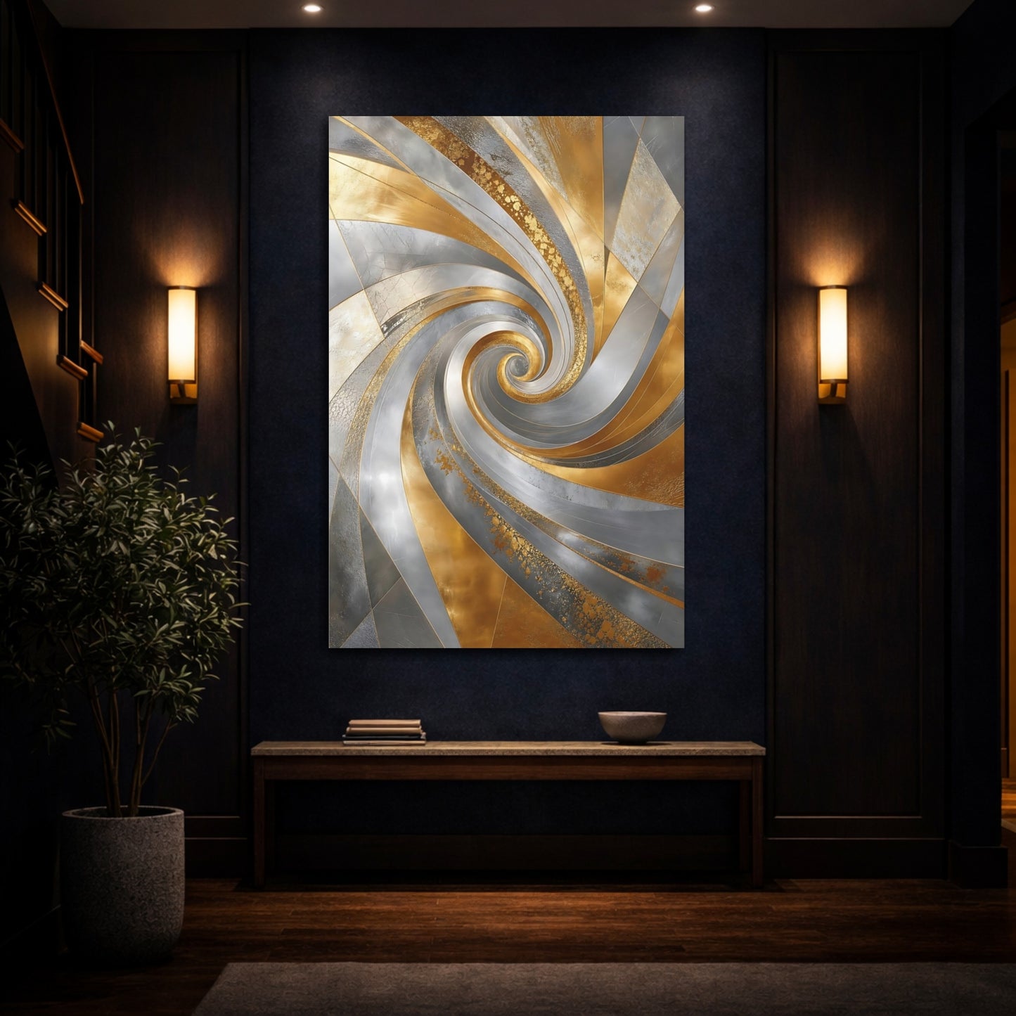 Mockup 4. Gilded Spiral Vortex shown as canvas print