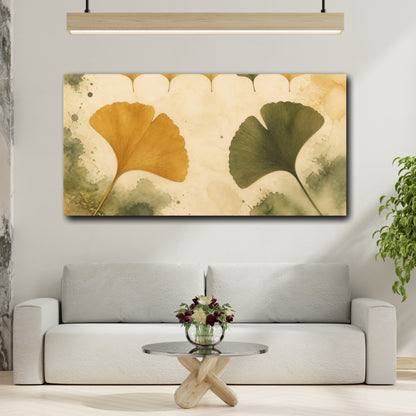 Mockup 2. Ginkgo Leaf Duo shown as canvas print