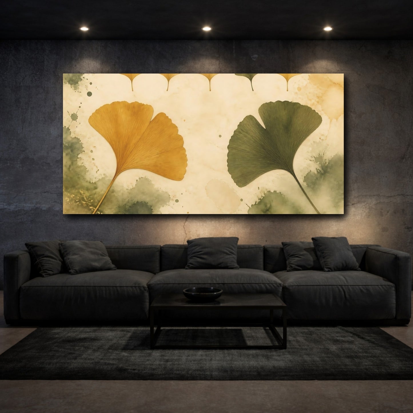 Mockup 3. Ginkgo Leaf Duo shown as canvas print