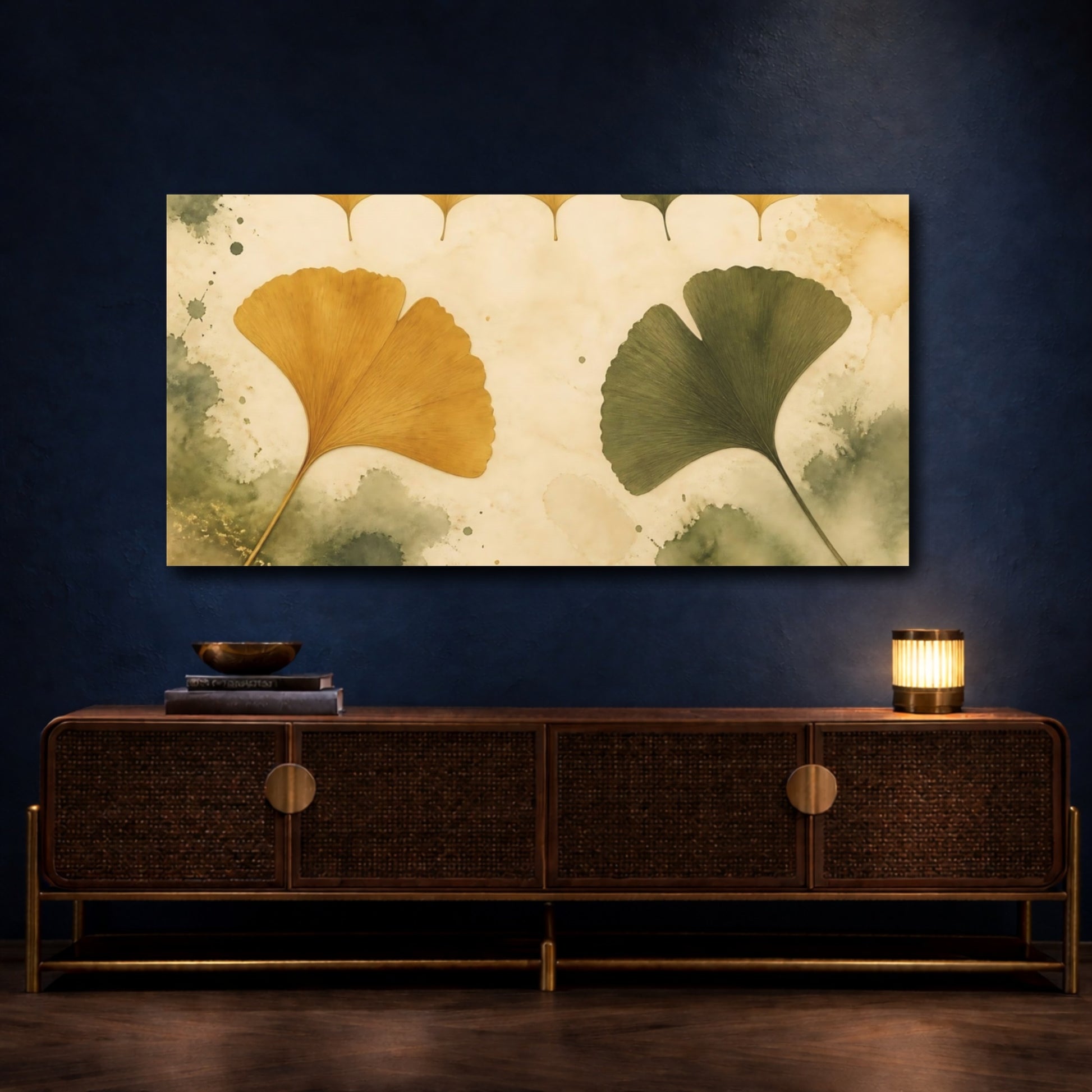 Mockup 4. Ginkgo Leaf Duo shown as canvas print