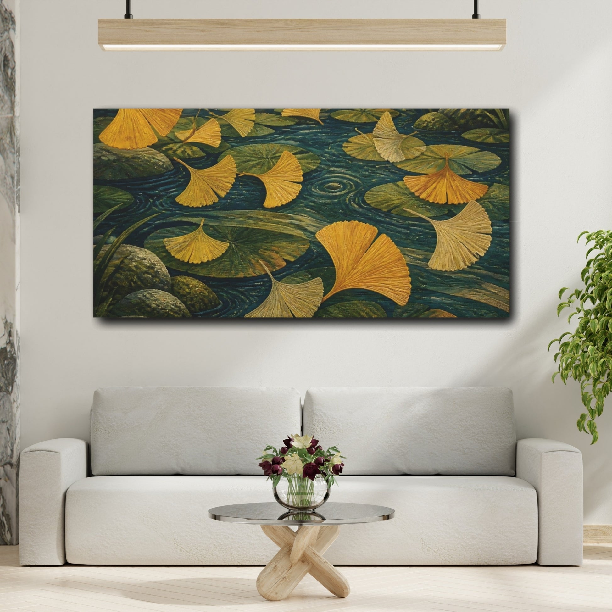 Mockup 2. Ginkgo Leaves In Nature shown as canvas print