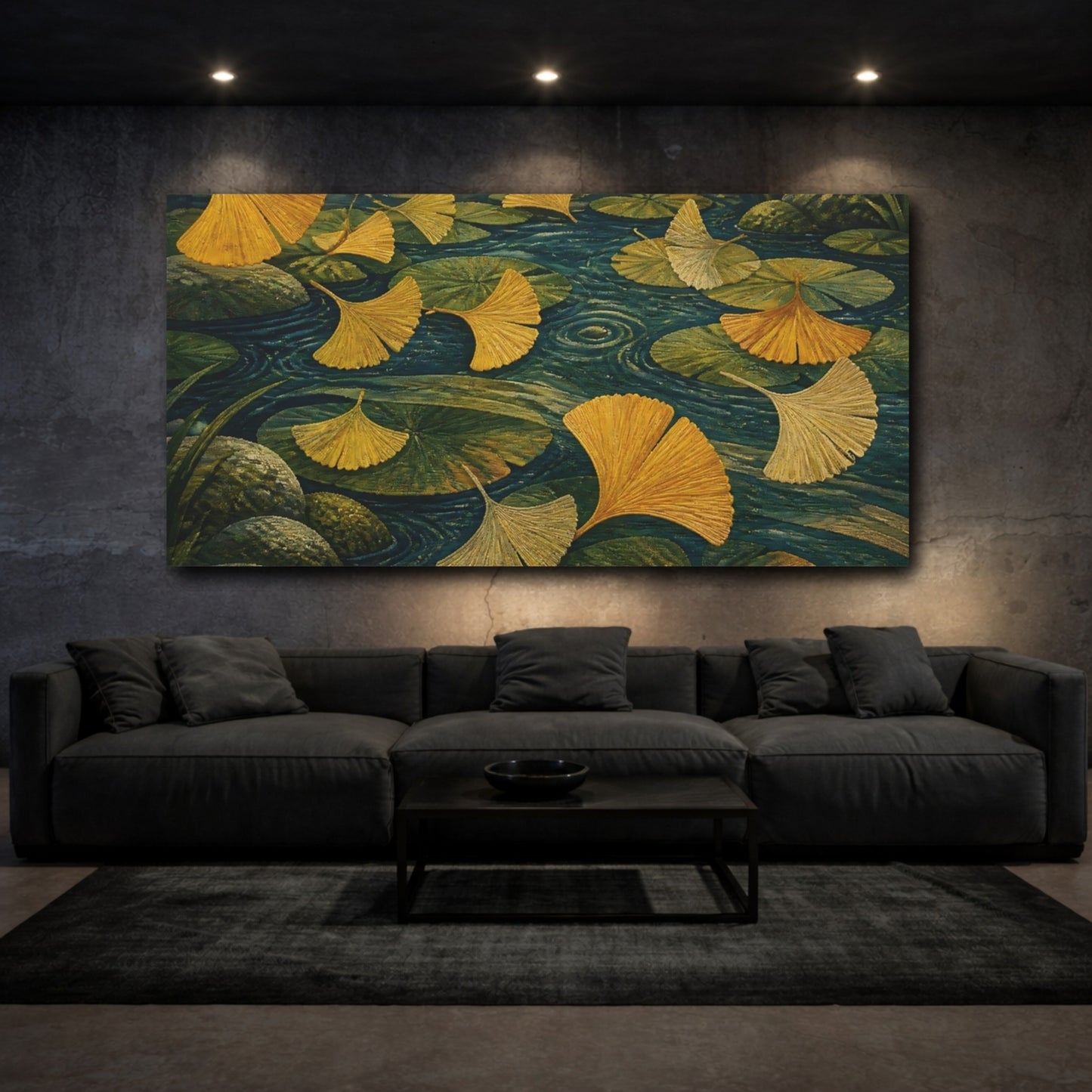 Mockup 3. Ginkgo Leaves In Nature shown as canvas print