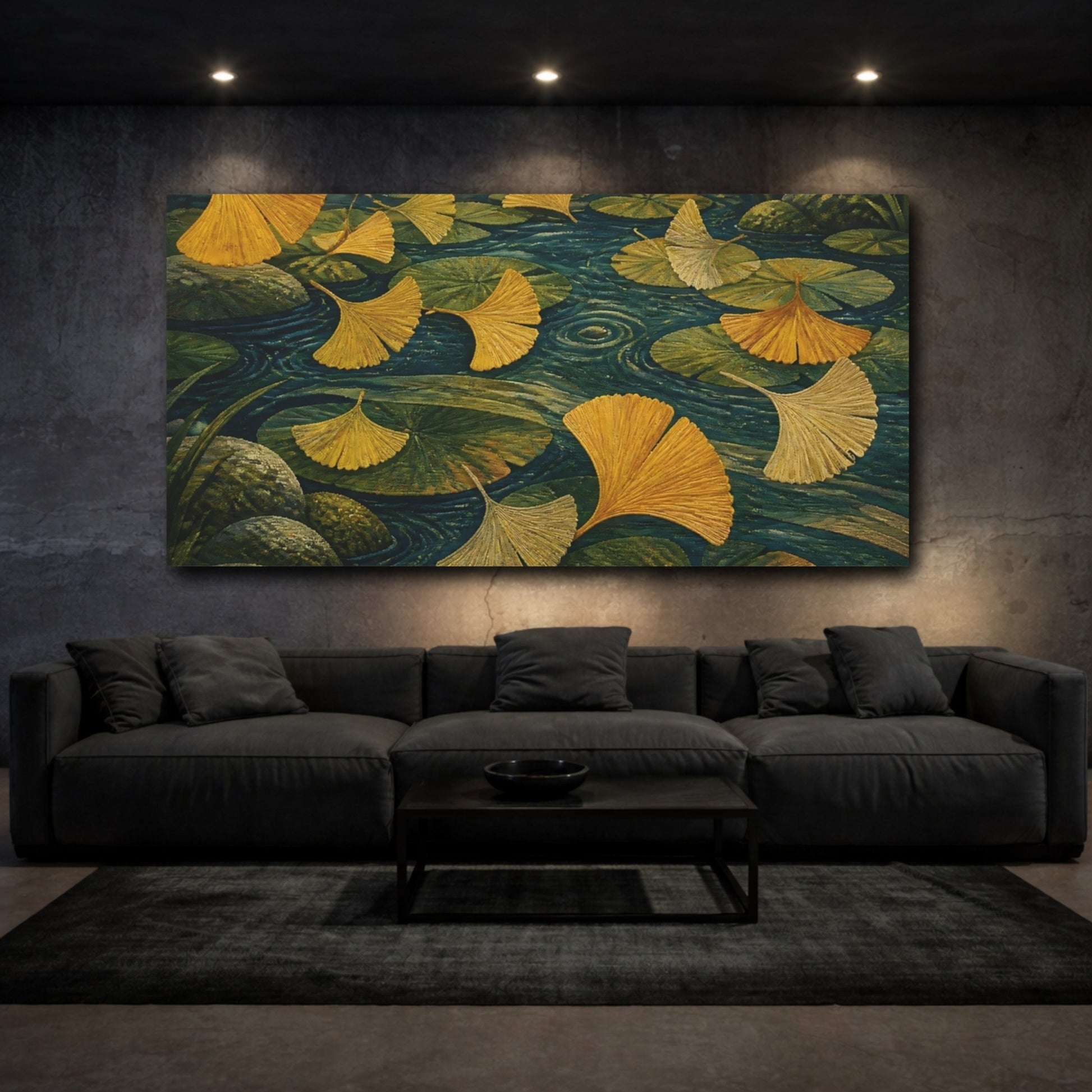 Mockup 3. Ginkgo Leaves In Nature shown as canvas print