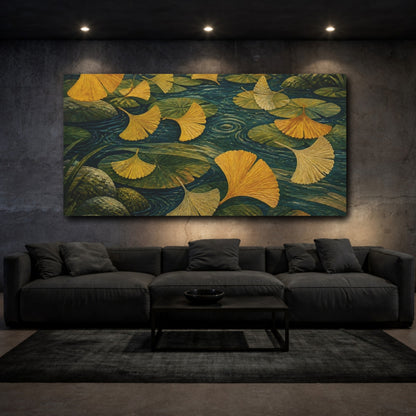 Mockup 3. Ginkgo Leaves In Nature shown as canvas print