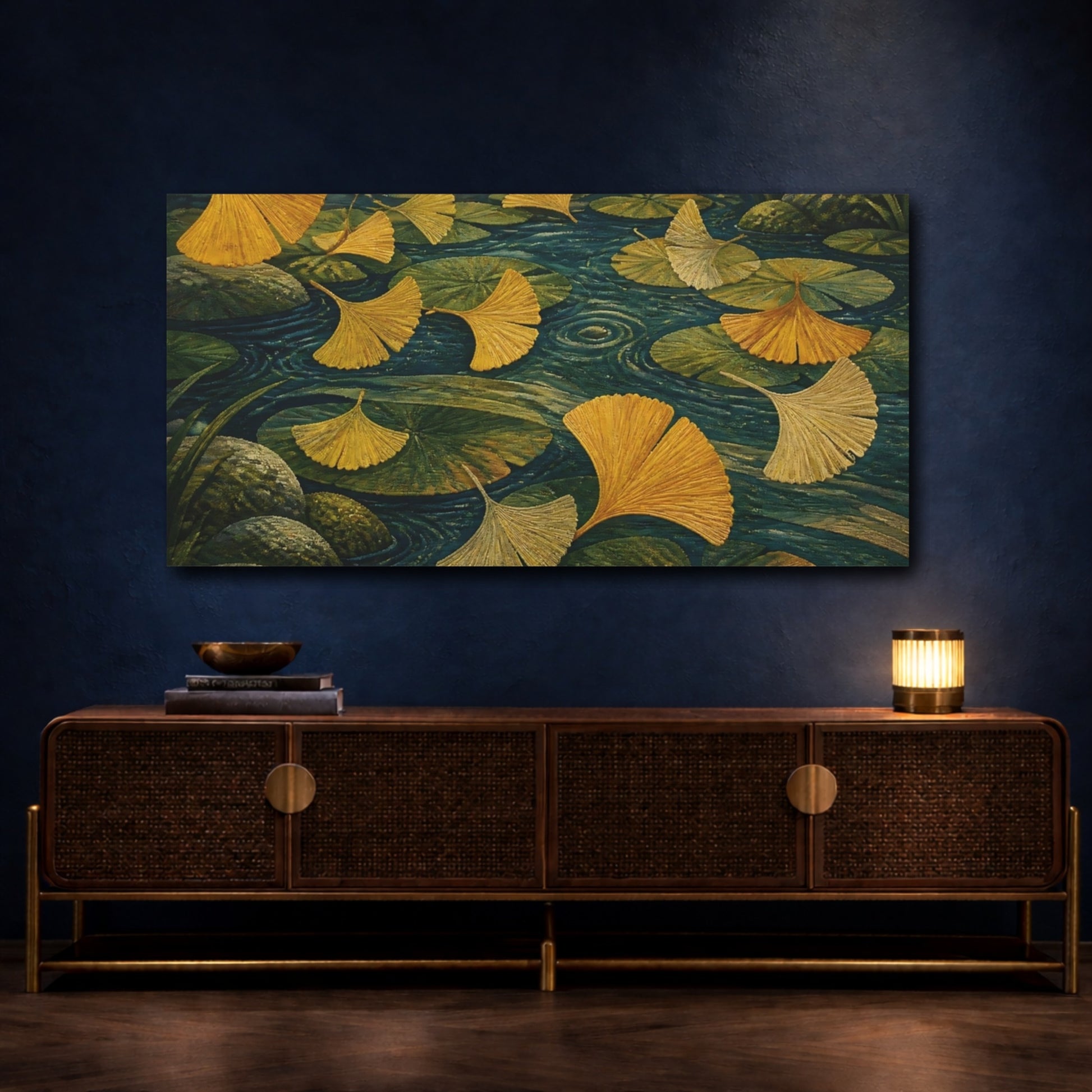 Mockup 4. Ginkgo Leaves In Nature shown as canvas print