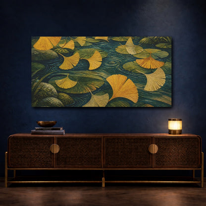 Mockup 4. Ginkgo Leaves In Nature shown as canvas print