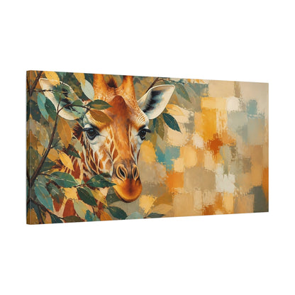 Main Mockup. Giraffe Animal Portrait shown as canvas print
