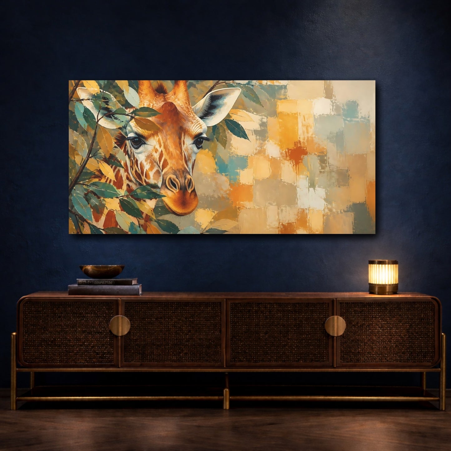 Mockup 4. Giraffe Animal Portrait shown as canvas print