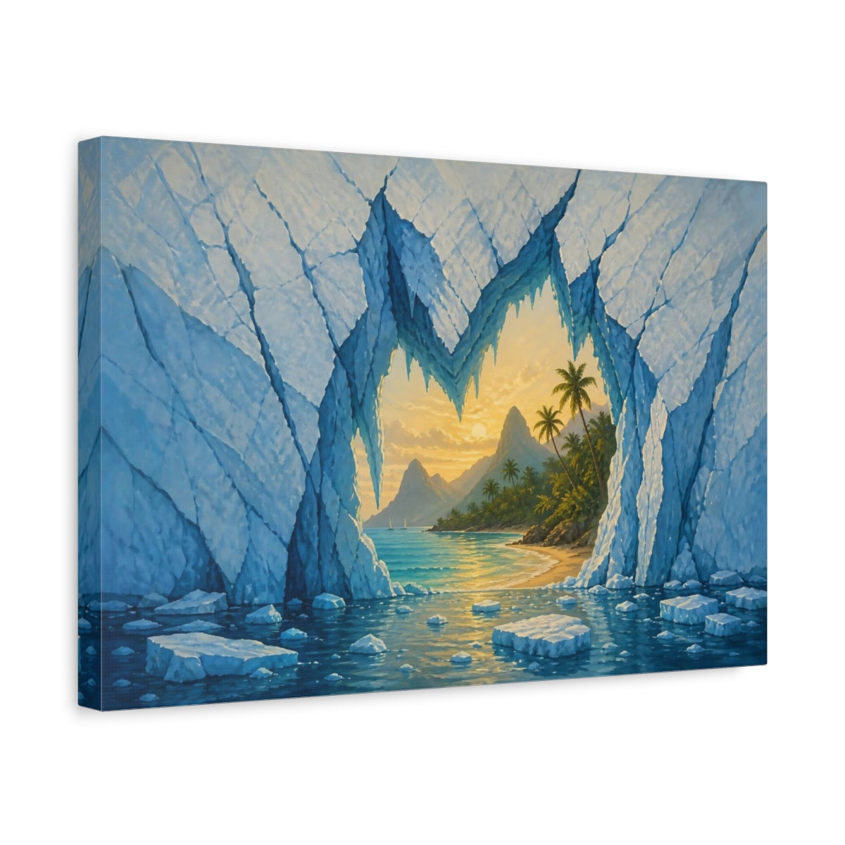 Side Mockup 4. Glacier Cave Illusion shown as canvas print
