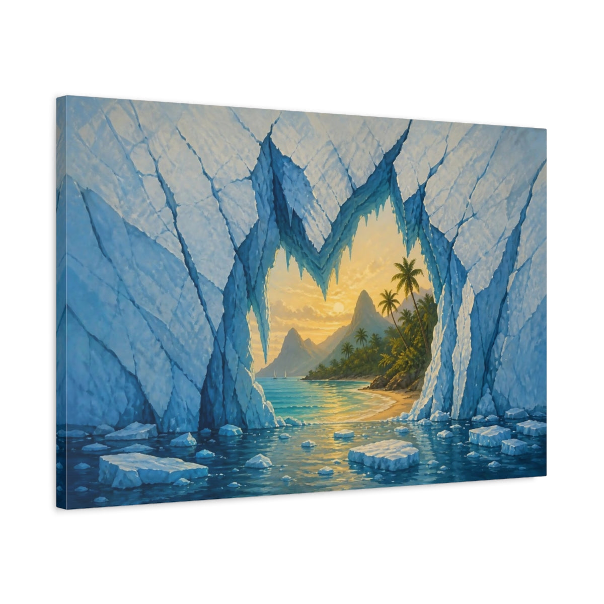 Side Mockup 2. Glacier Cave Illusion shown as canvas print