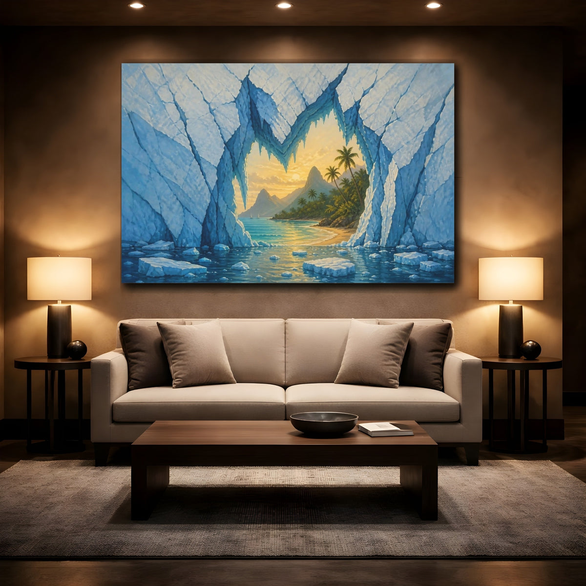 Mockup 2. Glacier Cave Illusion shown as canvas print