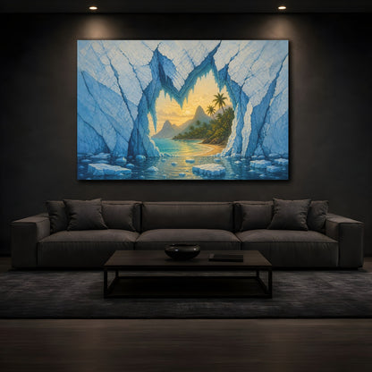 Mockup 3. Glacier Cave Illusion shown as canvas print