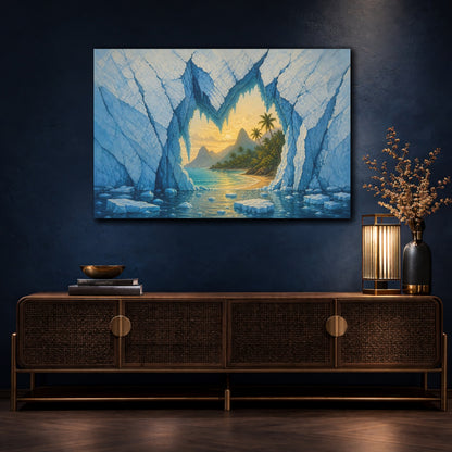 Mockup 4. Glacier Cave Illusion shown as canvas print