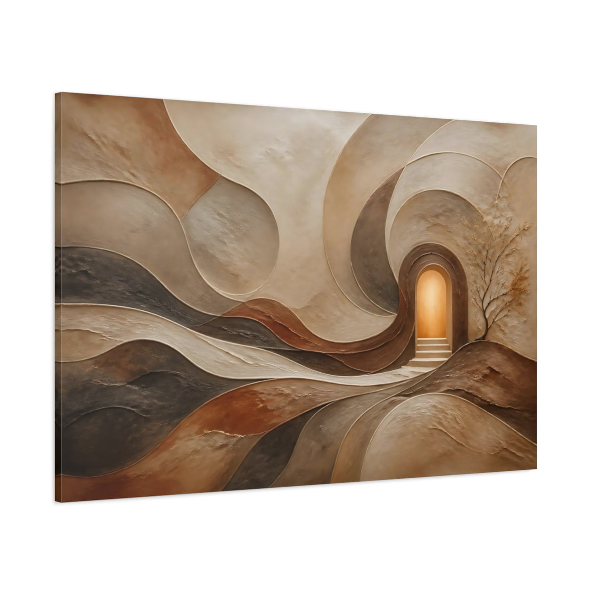 Side Mockup 1. Glowing Hidden Doorway shown as canvas print