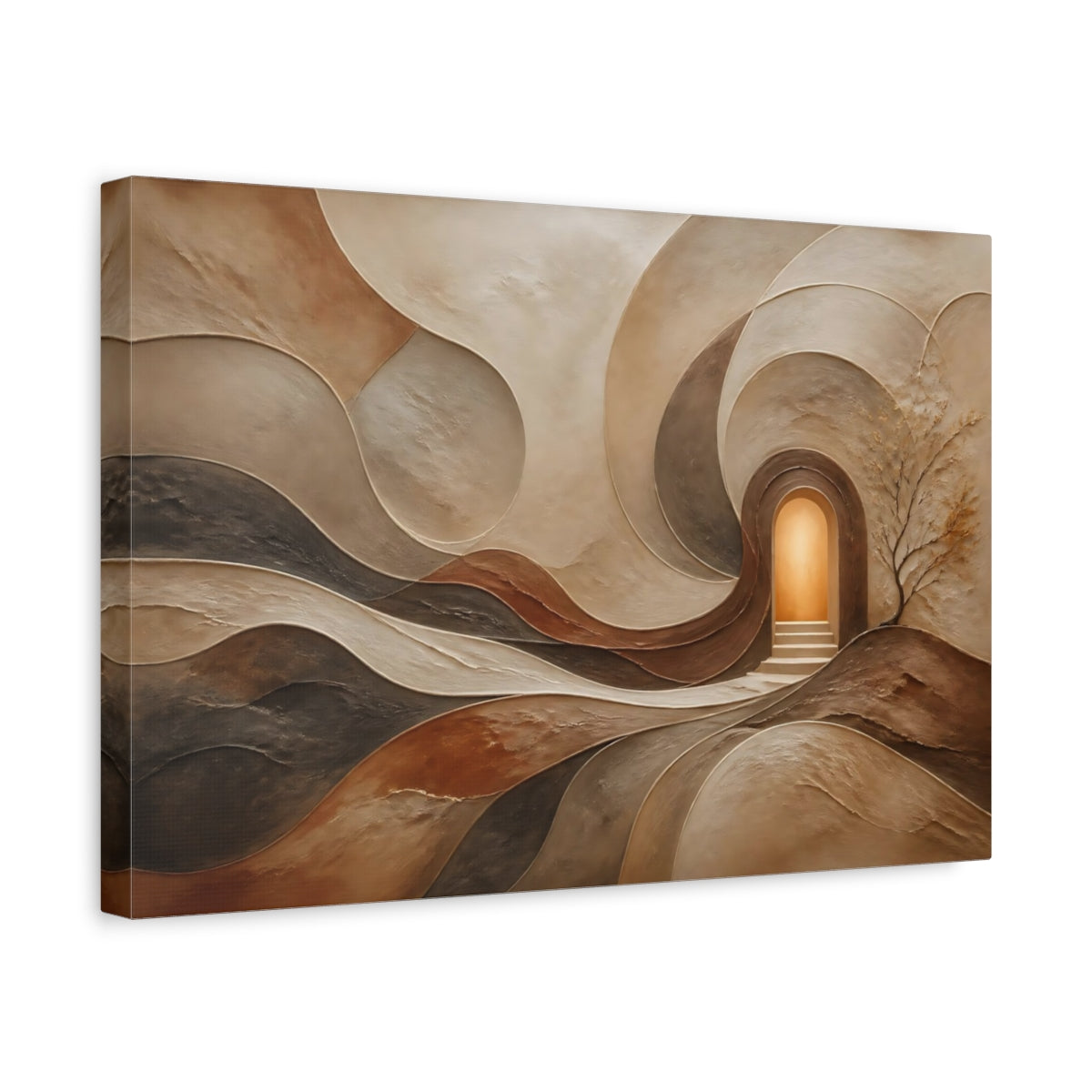 Side Mockup 4. Glowing Hidden Doorway shown as canvas print