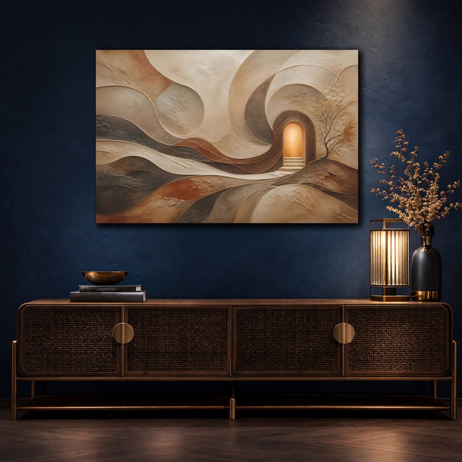 Mockup 4. Glowing Hidden Doorway shown as canvas print