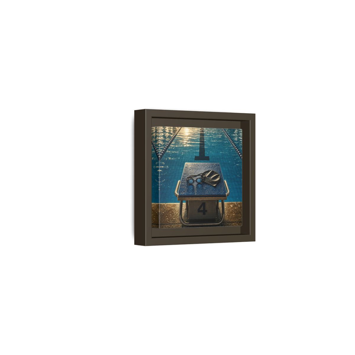 Side Mockup 23. Goggles On Starting Block shown as framed canvas print