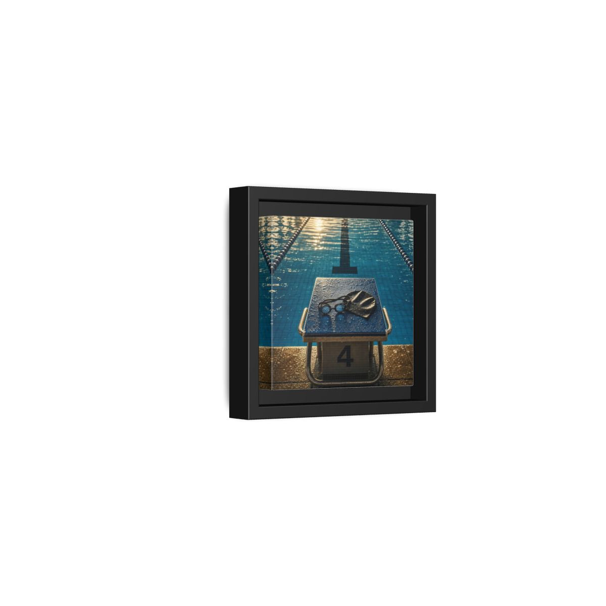 Side Mockup 24. Goggles On Starting Block shown as framed canvas print