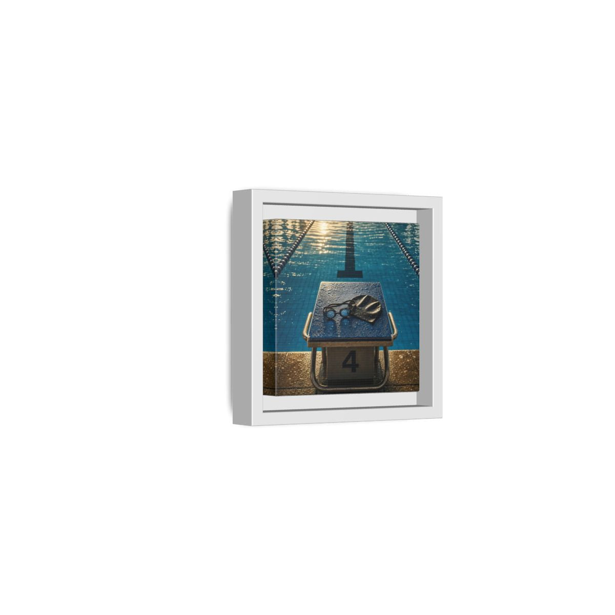 Side Mockup 22. Goggles On Starting Block shown as framed canvas print