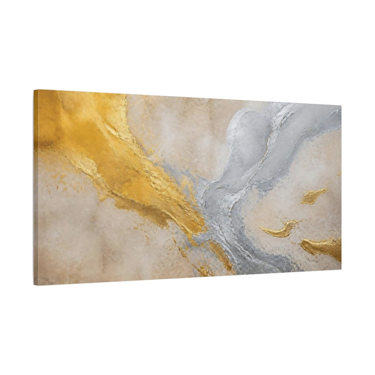 Main Mockup. Gold & Silver Abstract Accent shown as canvas print