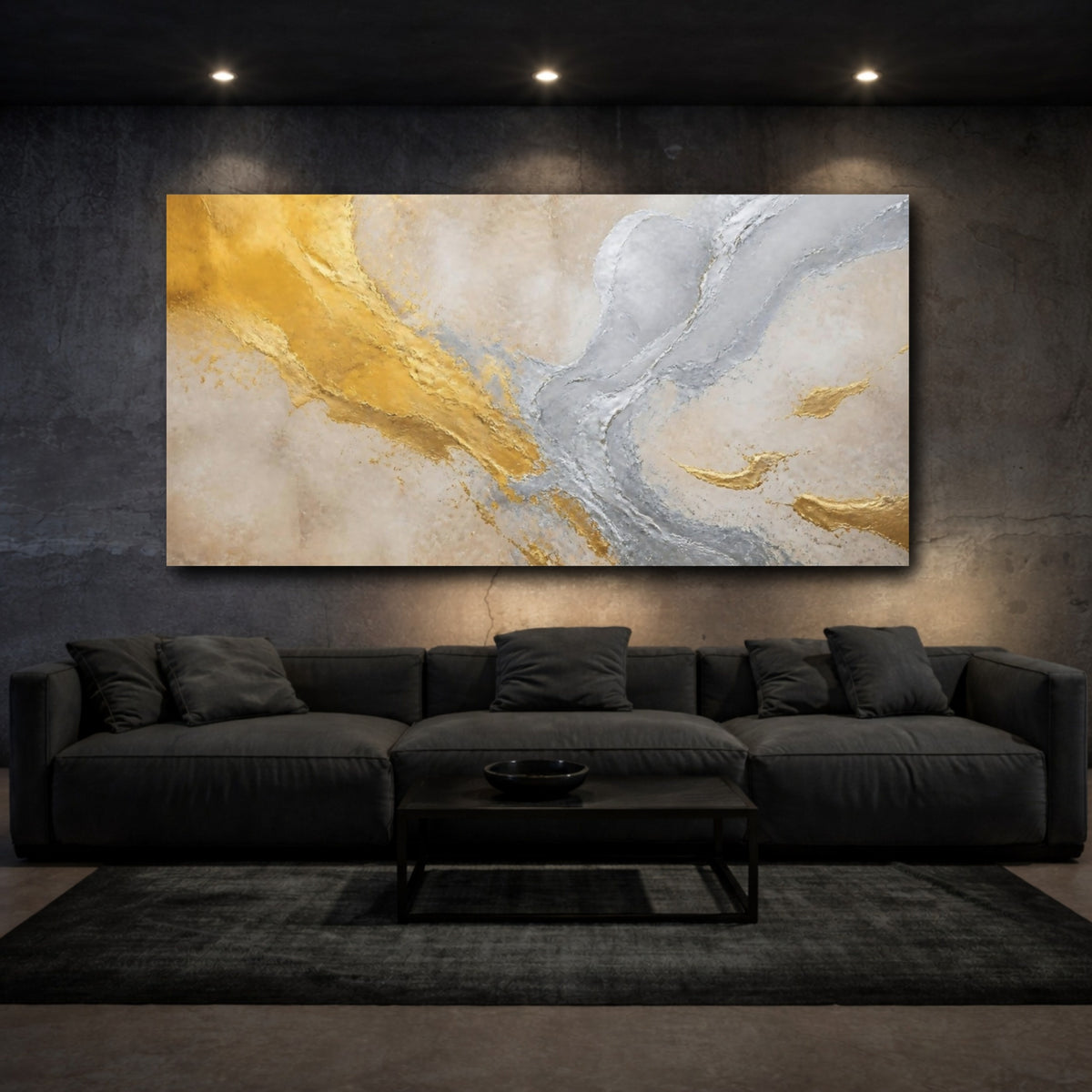 Mockup 3. Gold & Silver Abstract Accent shown as canvas print