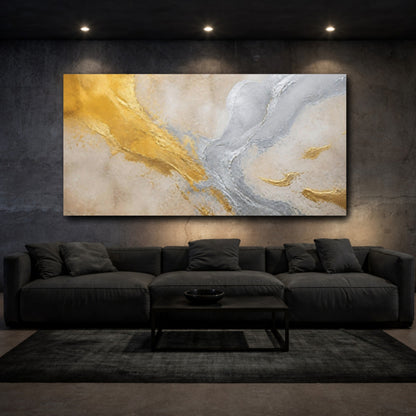 Mockup 3. Gold & Silver Abstract Accent shown as canvas print