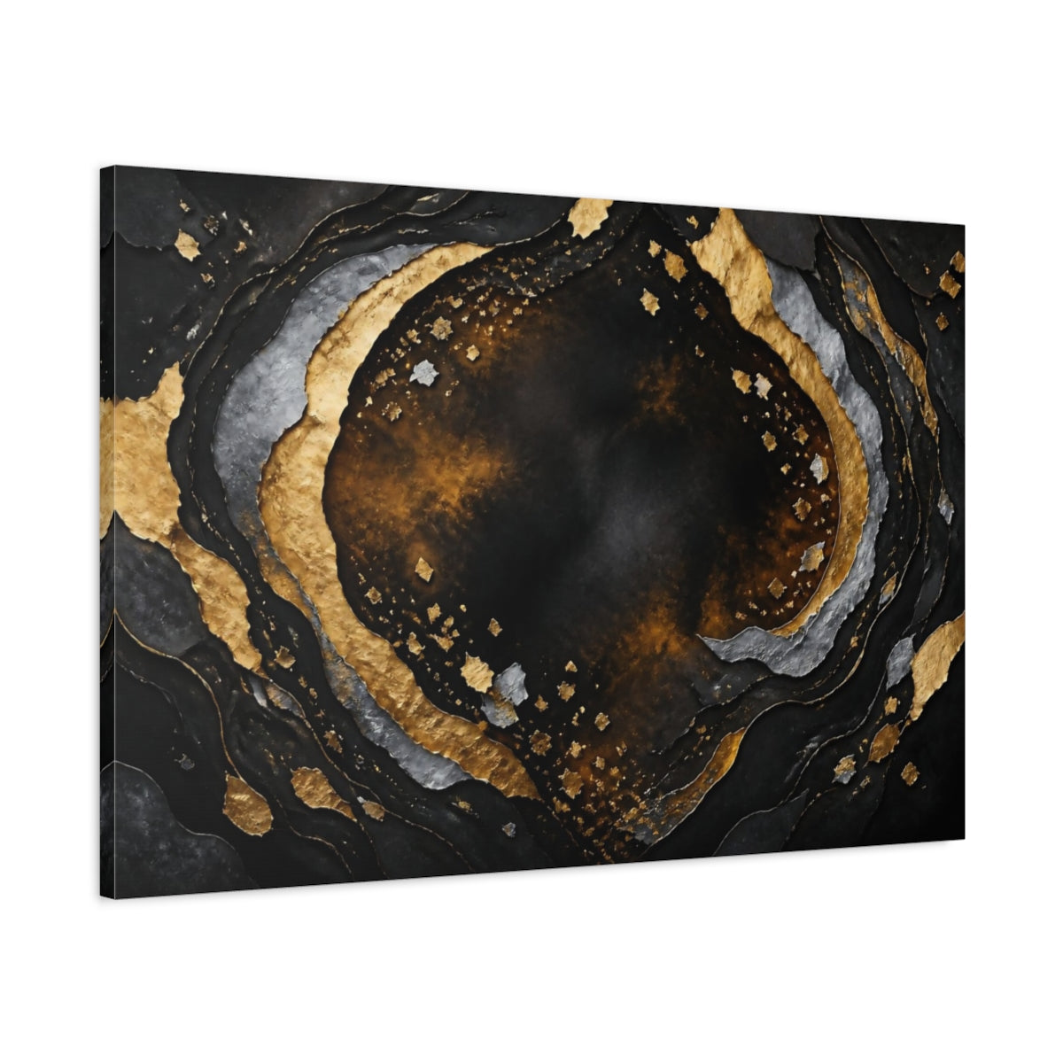 Main Mockup. Gold Abstract Layers shown as canvas print