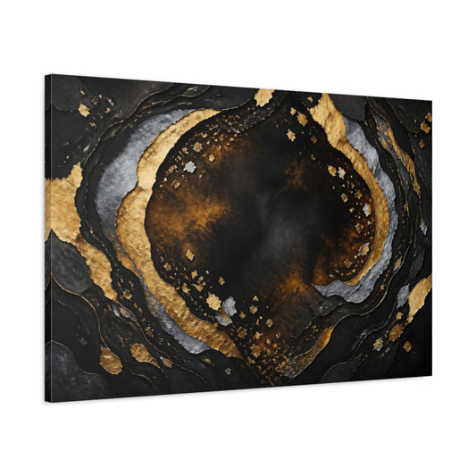 Main Mockup. Gold Abstract Layers shown as canvas print