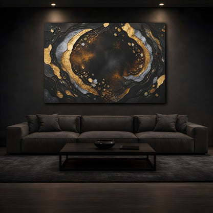 Mockup 3. Gold Abstract Layers shown as canvas print