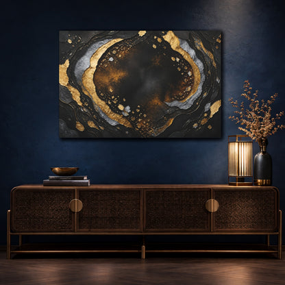 Mockup 4. Gold Abstract Layers shown as canvas print