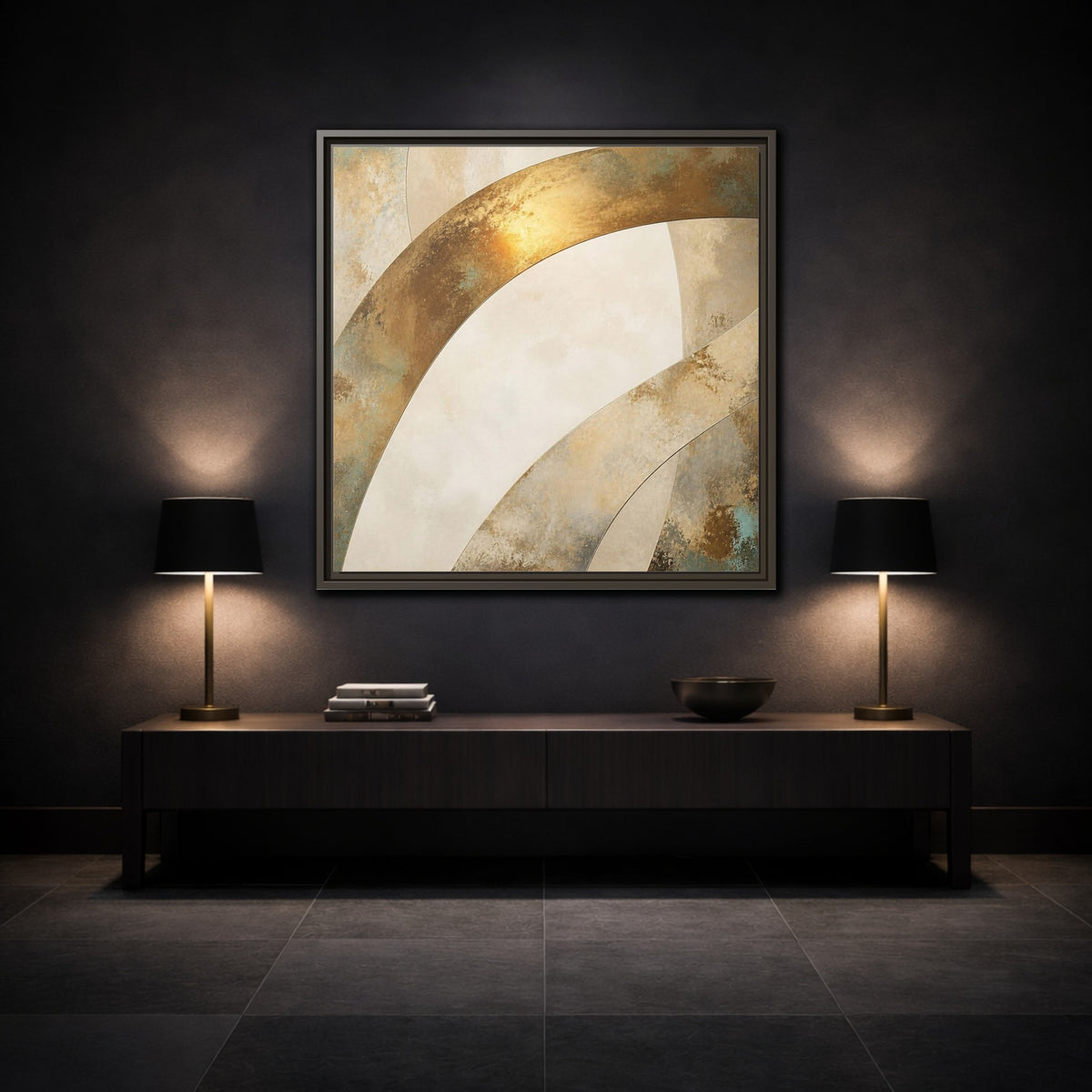 Mockup 3. Gold Arch Accent shown as framed canvas print