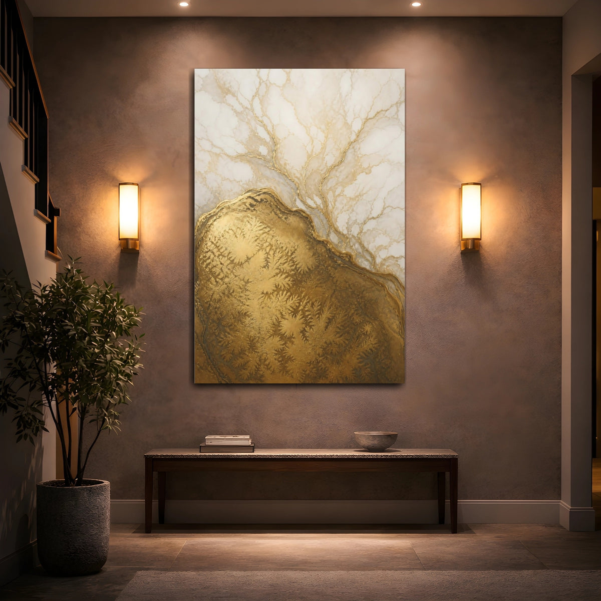 Mockup 2. Gold Geode Abstract shown as canvas print