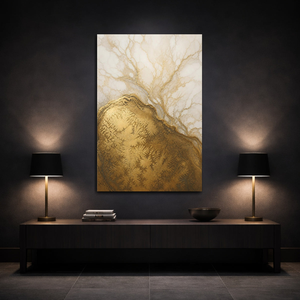 Mockup 3. Gold Geode Abstract shown as canvas print