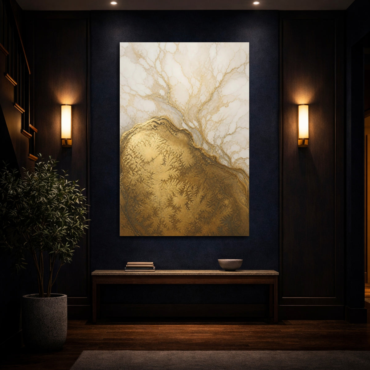 Mockup 4. Gold Geode Abstract shown as canvas print