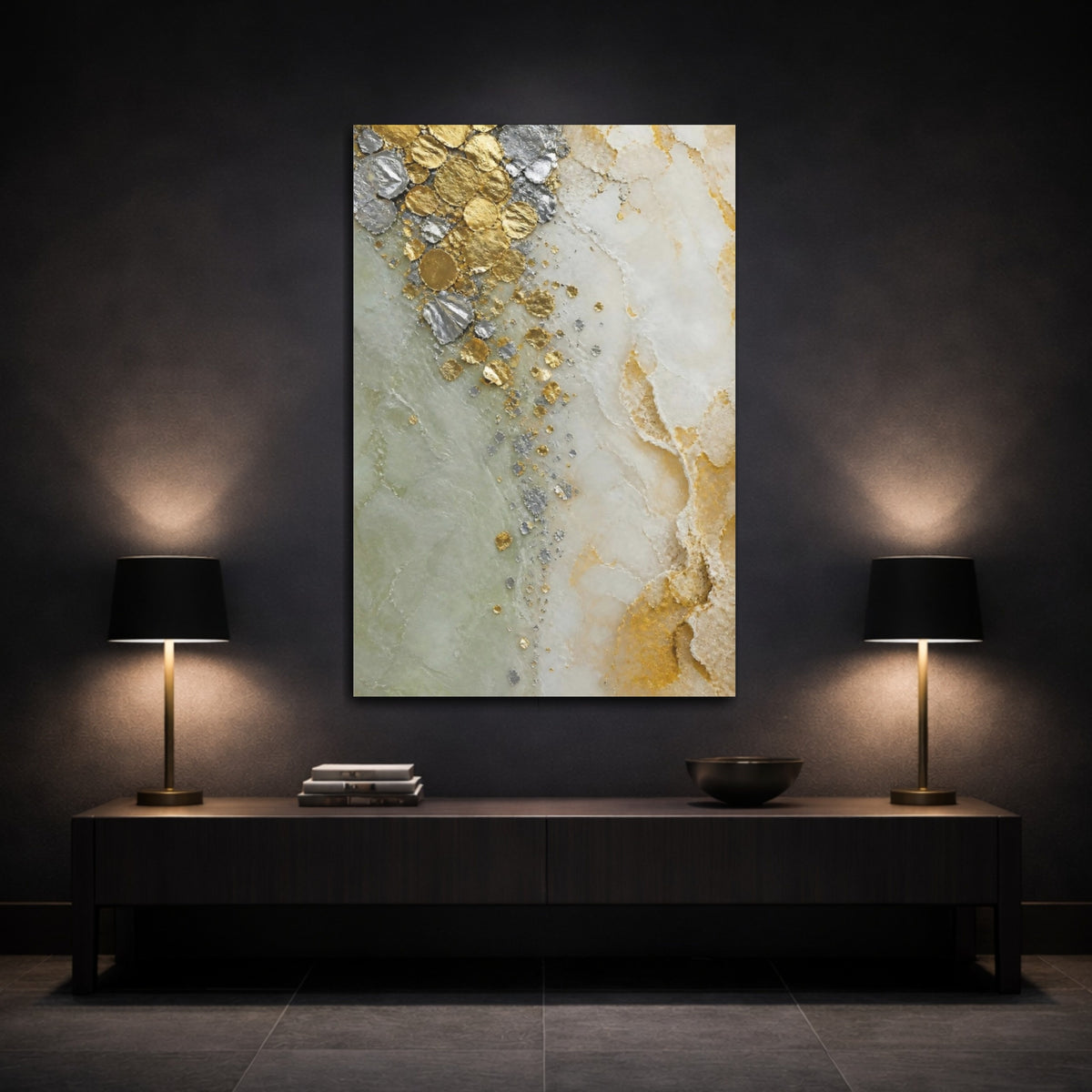 Mockup 3. Gold Leaf Abstract Accent shown as canvas print