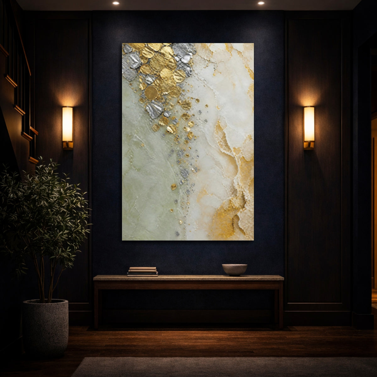 Mockup 4. Gold Leaf Abstract Accent shown as canvas print