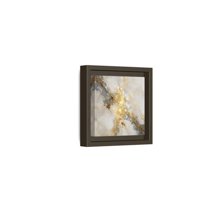 Side Mockup 23. Gold Marble Abstract Burst shown as framed canvas print