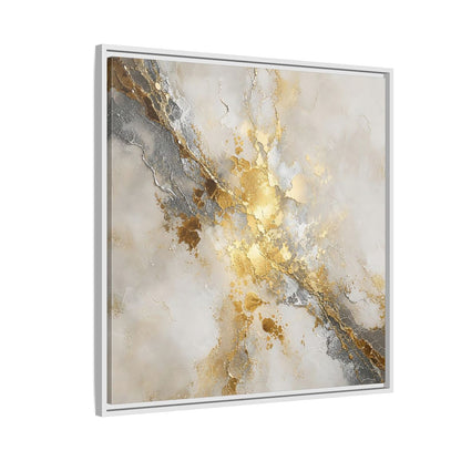 Side Mockup 7. Gold Marble Abstract Burst shown as framed canvas print